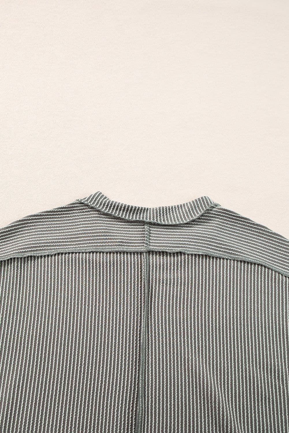 image-Medium Grey Textured Knit T-shirt with Exposed Stitching
