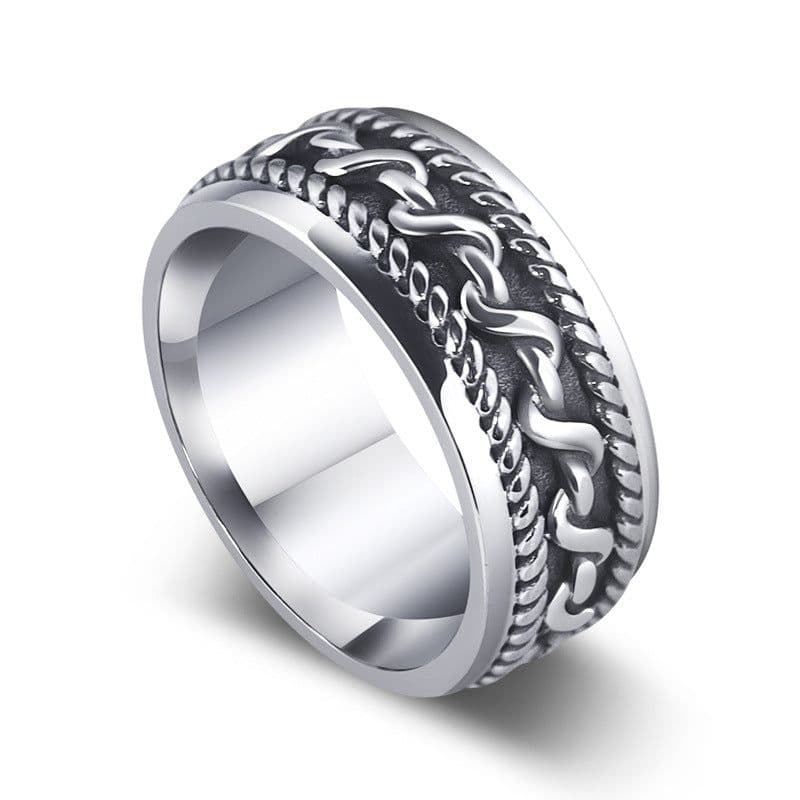 image-Men's ring personalized niche stainless steel jewelry wholesale non-fading retro hip-hop European and American ring index finger