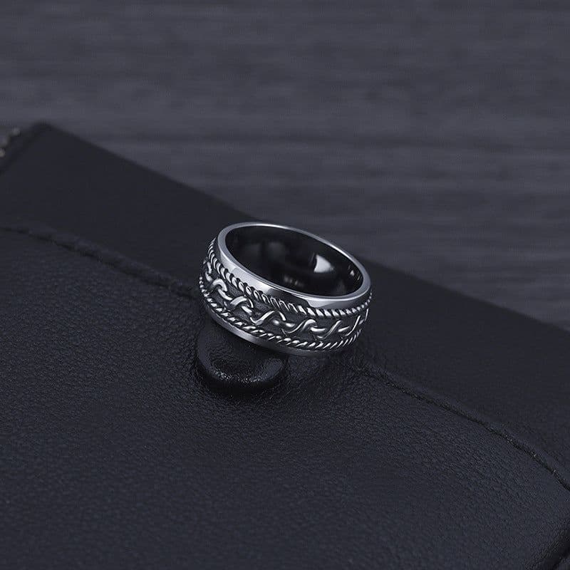 image-Men's ring personalized niche stainless steel jewelry wholesale non-fading retro hip-hop European and American ring index finger