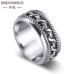 image-Men's ring personalized niche stainless steel jewelry wholesale non-fading retro hip-hop European and American ring index finger