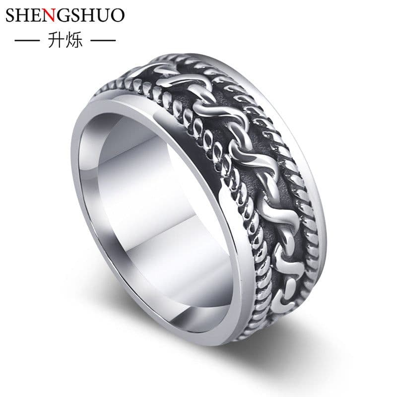 image-Men's ring personalized niche stainless steel jewelry wholesale non-fading retro hip-hop European and American ring index finger
