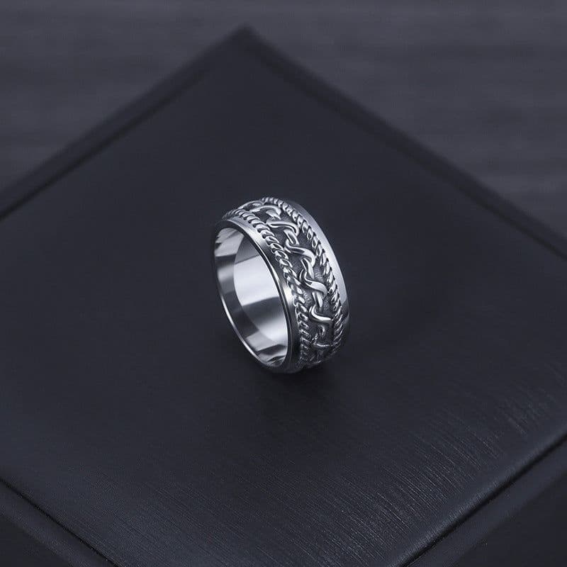 image-Men's ring personalized niche stainless steel jewelry wholesale non-fading retro hip-hop European and American ring index finger