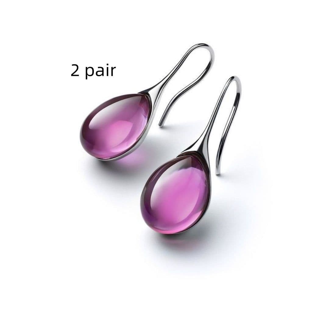 image-Four Color Inlaid Opal Earrings European And American Ladies Fashion Earrings