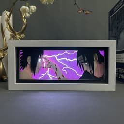 image-Anime paper carving lamp Naruto desktop ornaments paper cutting lamp Sasuke photo frame lamp Naruto peripheral Uchiha Itachi