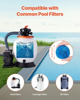 image-VEVOR Pool Filter Balls for Sand Filter, 3.1 lbs, Filter Balls Replace Pool Filter Sand, Reusable Blue Polyester Fiber Filter Media with Wash Bag, for Swimming Pool Aquarium Tank Above Ground Pool