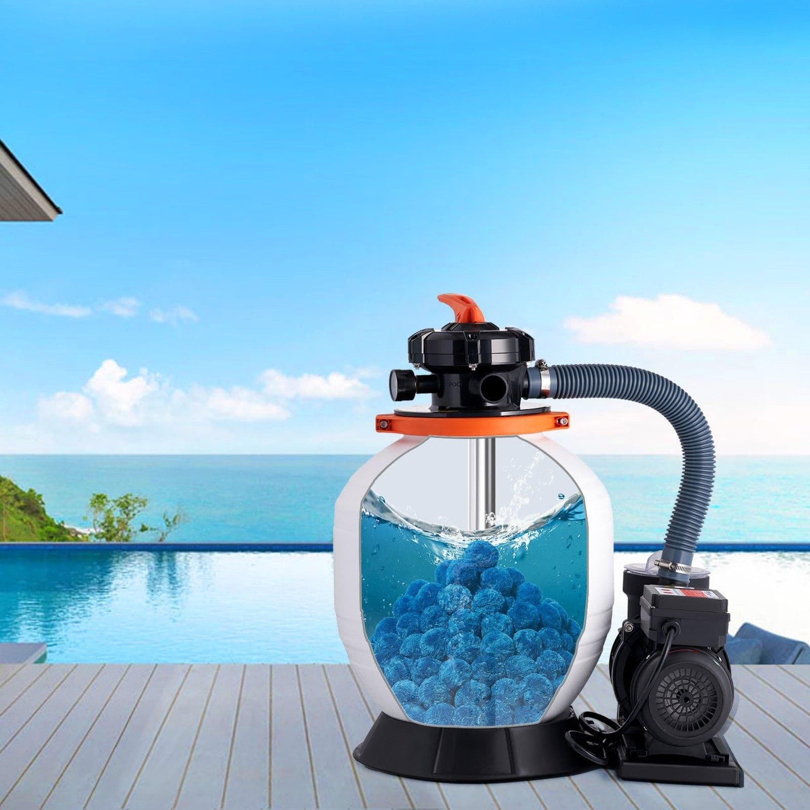 image-VEVOR Pool Filter Balls for Sand Filter, 3.1 lbs, Filter Balls Replace Pool Filter Sand, Reusable Blue Polyester Fiber Filter Media with Wash Bag, for Swimming Pool Aquarium Tank Above Ground Pool