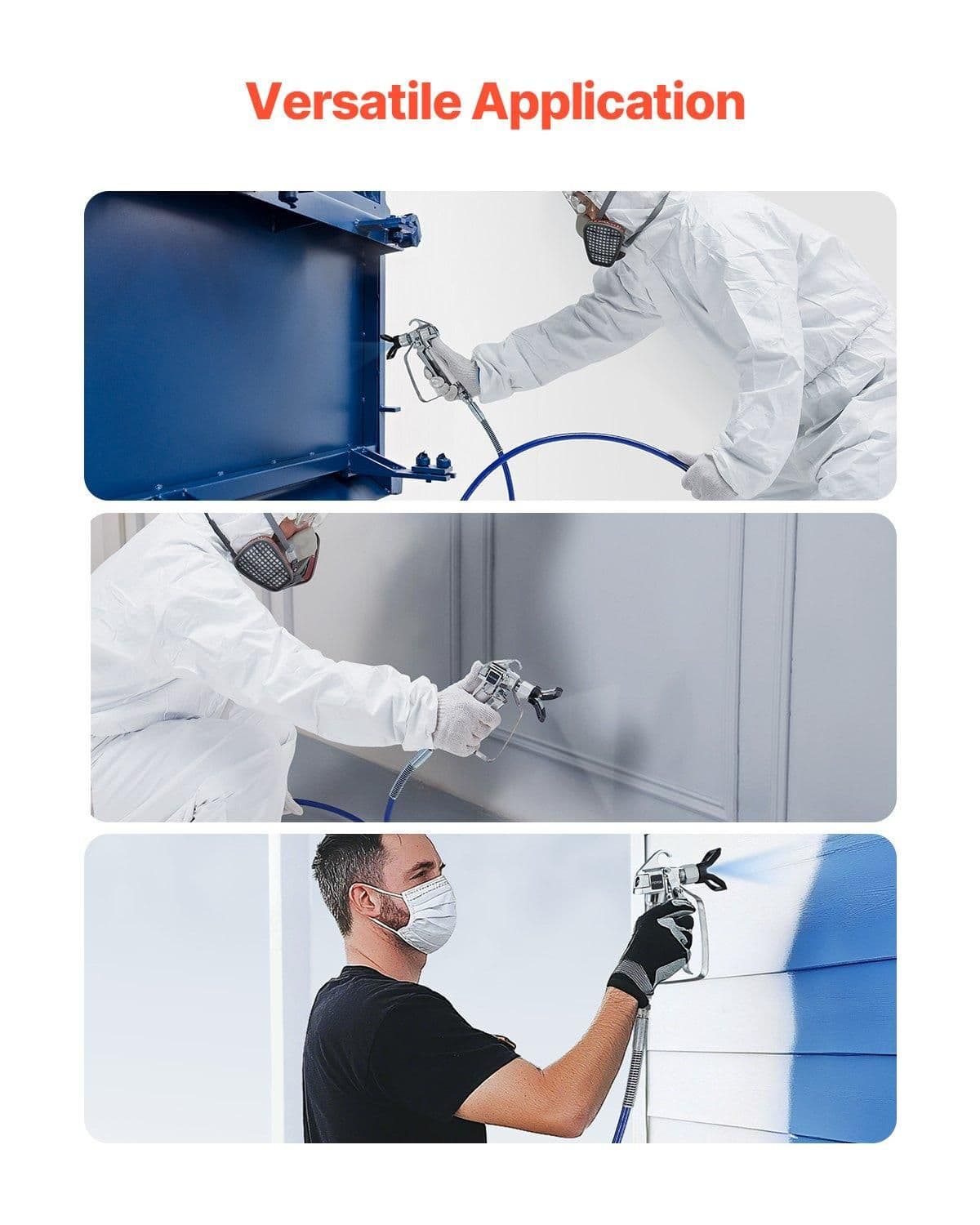 image-VEVOR 25ft Airless Paint Sprayer Hose, 1/4 in Universal Airless Paint Spray Hose, 4350 PSI High Pressure Flexible Airless Sprayer Hose, Multi-Layer Reinforced Steel Wire Braid Hose for Paint Sprayer