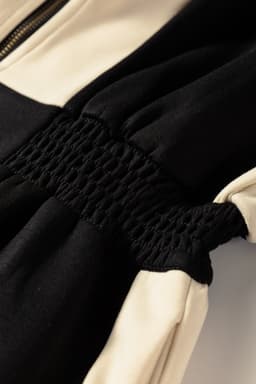 image-Black & White Two-Tone Long Sleeve Zipped Romper