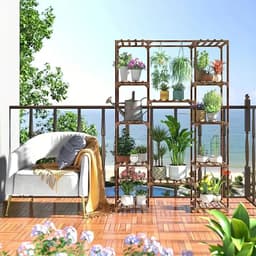 image-Multi-layer Wooden Plant Stand - 12 Tier Flower Pot Holder Rack