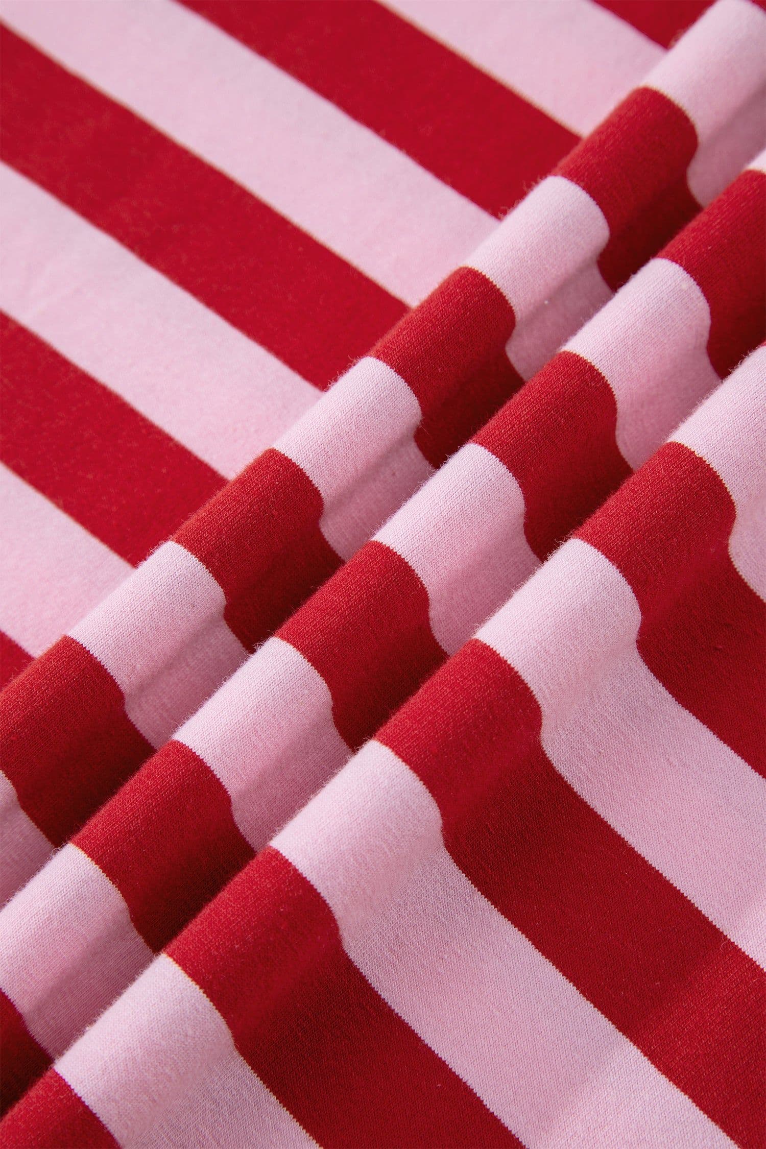 image-Pink Stripe Split V Neck T Shirt