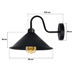 image-Brushed Silver Wall Light Fixture,Black Wall Sconce E27 Base Socket Screw Type Wall Mounted Swan Neck Cone Shape Shade