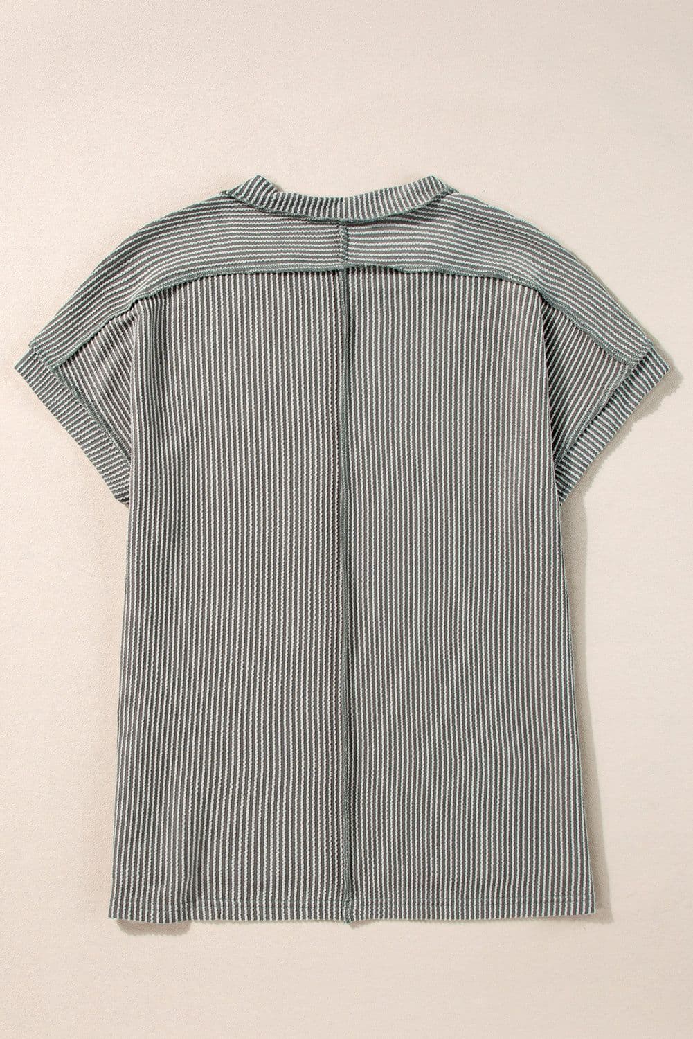 image-Medium Grey Textured Knit T-shirt with Exposed Stitching