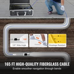 image-VEVOR Sewer Camera, 165 ft/50 m, 7" Screen Pipeline Inspection Camera with DVR Function, Waterproof IP68 Camera, 12pcs Adjustable LED, with a 16 GB SD Card for Sewer Line, Duct Drain Pipe Plumbing