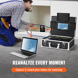 image-VEVOR Sewer Camera, 165 ft/50 m, 7" Screen Pipeline Inspection Camera with DVR Function, Waterproof IP68 Camera, 12pcs Adjustable LED, with a 16 GB SD Card for Sewer Line, Duct Drain Pipe Plumbing