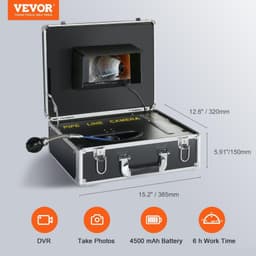 image-VEVOR Sewer Camera, 165 ft/50 m, 7" Screen Pipeline Inspection Camera with DVR Function, Waterproof IP68 Camera, 12pcs Adjustable LED, with a 16 GB SD Card for Sewer Line, Duct Drain Pipe Plumbing