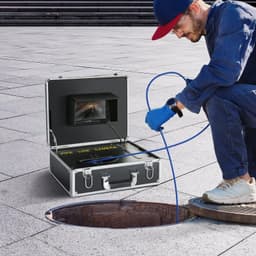 image-VEVOR Sewer Camera, 165 ft/50 m, 7" Screen Pipeline Inspection Camera with DVR Function, Waterproof IP68 Camera, 12pcs Adjustable LED, with a 16 GB SD Card for Sewer Line, Duct Drain Pipe Plumbing