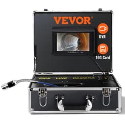 image-VEVOR Sewer Camera, 165 ft/50 m, 7" Screen Pipeline Inspection Camera with DVR Function, Waterproof IP68 Camera, 12pcs Adjustable LED, with a 16 GB SD Card for Sewer Line, Duct Drain Pipe Plumbing