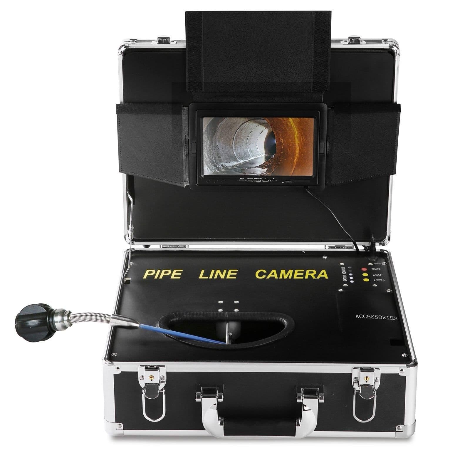 image-VEVOR Sewer Camera, 165 ft/50 m, 7" Screen Pipeline Inspection Camera with DVR Function, Waterproof IP68 Camera, 12pcs Adjustable LED, with a 16 GB SD Card for Sewer Line, Duct Drain Pipe Plumbing