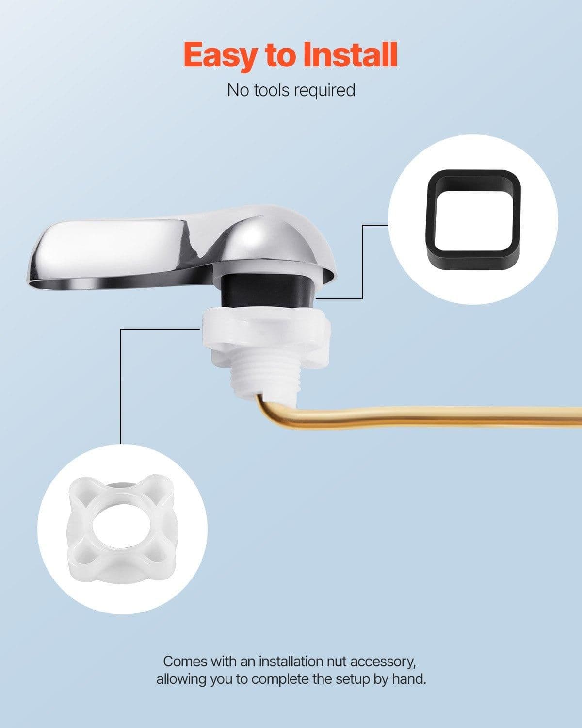 image-VEVOR Toilet Handle Replacement Kit, Front Mount Universal Toilet Handle, Toilet Handle Lever with Stainless Steel Flapper Chain, Toilet Flush Handle Fits Various Toilet Tanks, Chrome Finish, Silver