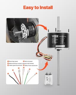 image-VEVOR 1/3HP RV Air Conditioner Motor with Capacitor, AC115V 3A, 1675 RPM, Replacement for Coleman Mach RV AC Fan Motor, Replaces Fasco D1092, 1468-306, 1468-3068, 1468-3069, 7184-0156, 7184-0432