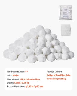 image-VEVOR Pool Filter Balls for Sand Filter, 1.5 lbs, Filter Balls Replace Pool Filter Sand, Reusable Polyester Fiber Filter Media Balls with Wash Bag, for Swimming Pool Above Ground Pool Aquarium Tank