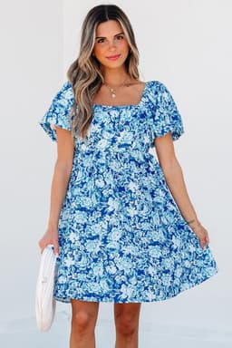 image-Azalea Floral Puff Sleeve Mini Dress