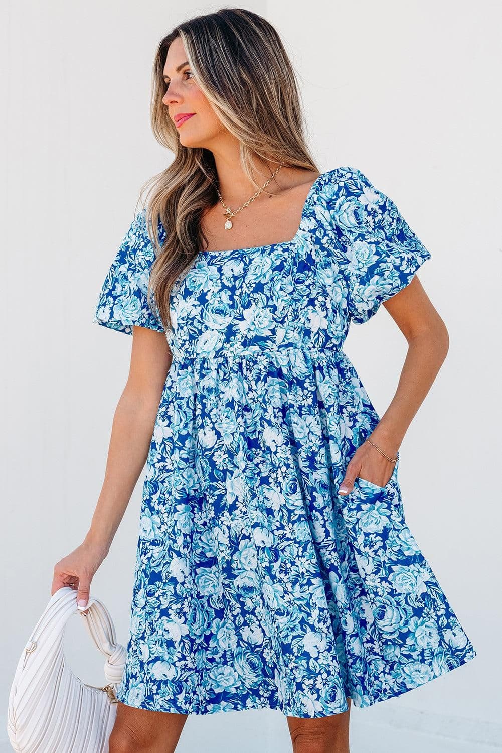 image-Azalea Floral Puff Sleeve Mini Dress