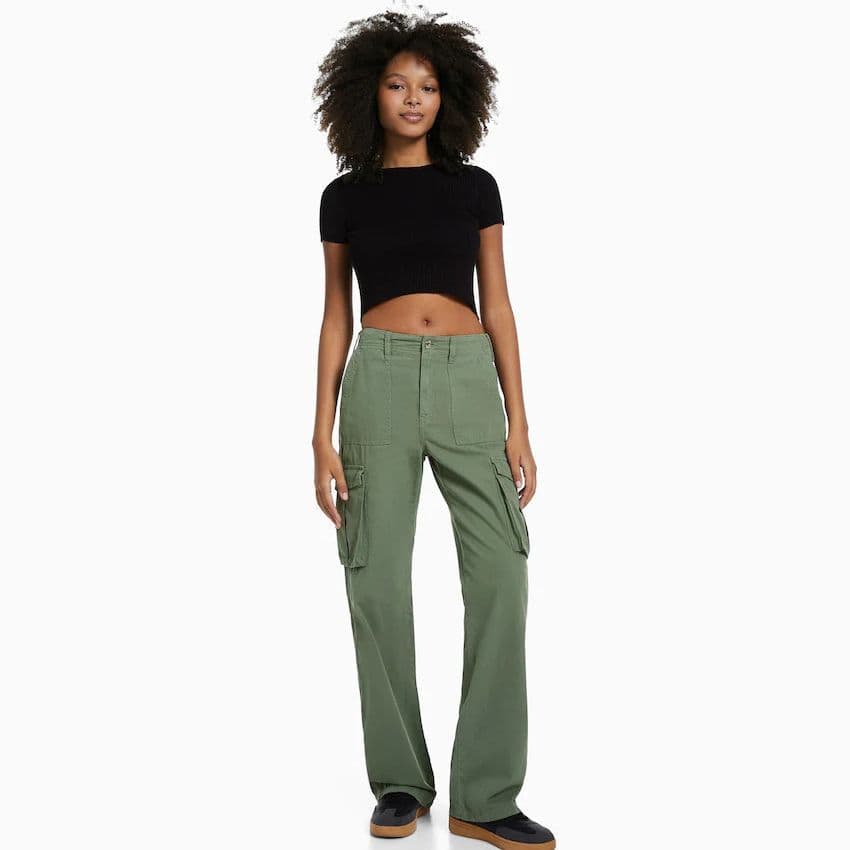 image-2023 Spring and Summer New Casual Versatile Army Green Overalls Hot Girls High Waist Slim Pants Women's Trendy