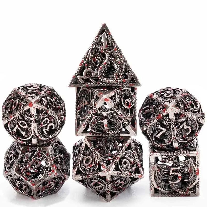 image-Hollow Dice DND Dungeons and Dragons Metal Dice Board Game Sieve Gu Customized Flying Dragon Hollow