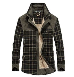image-Winter Jacket Men Thicken Warm Fleece Jackets Coats Pure Cotton Plaid Jacket Military Clothes