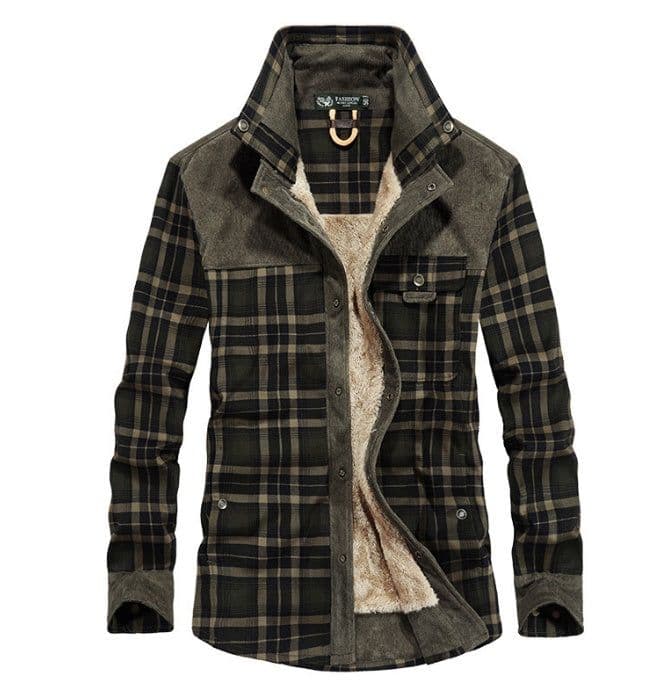 image-Winter Jacket Men Thicken Warm Fleece Jackets Coats Pure Cotton Plaid Jacket Military Clothes