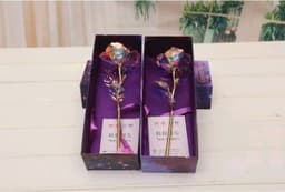 image-24K Luminous Color Gold Rose Flower Set