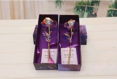 image-24K Luminous Color Gold Rose Flower Set