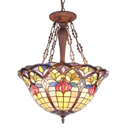 image-LORETTA Tiffany-style Victorian 3 Light Inverted Ceiling Pendant 20" Shade