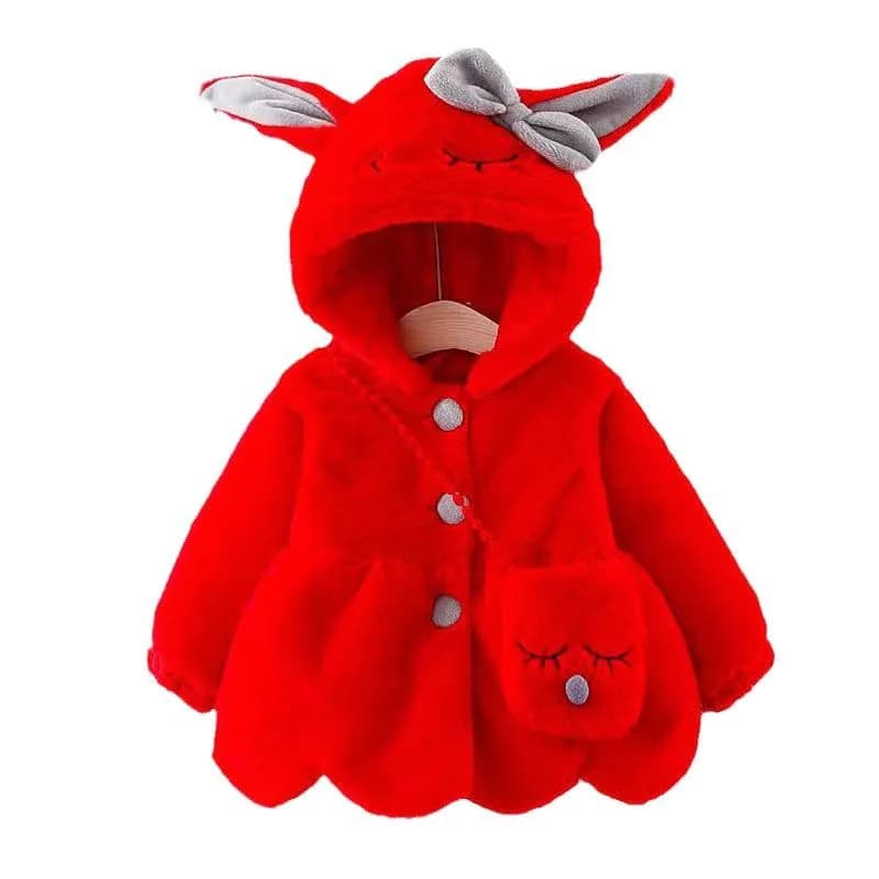 image-872 New winter children's clothing, girls' long-sleeved hooded coat, thickened fur sweater, rabbit ears coat