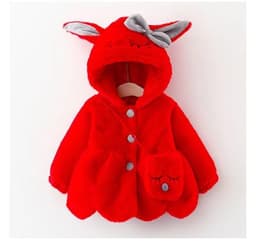 image-872 New winter children's clothing, girls' long-sleeved hooded coat, thickened fur sweater, rabbit ears coat