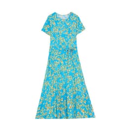 image-Artificial cotton silk dress women's clothing 2023 summer new middle-aged mother mid-length over-the-knee plus-size loose skirt