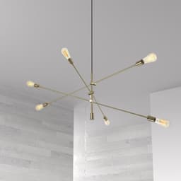 image-6LT Incandescent Adjustable Pendant, Aged Brass