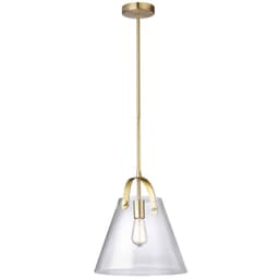 image-1LT Incandescent Pendant, Aged Brass,Clear Glass