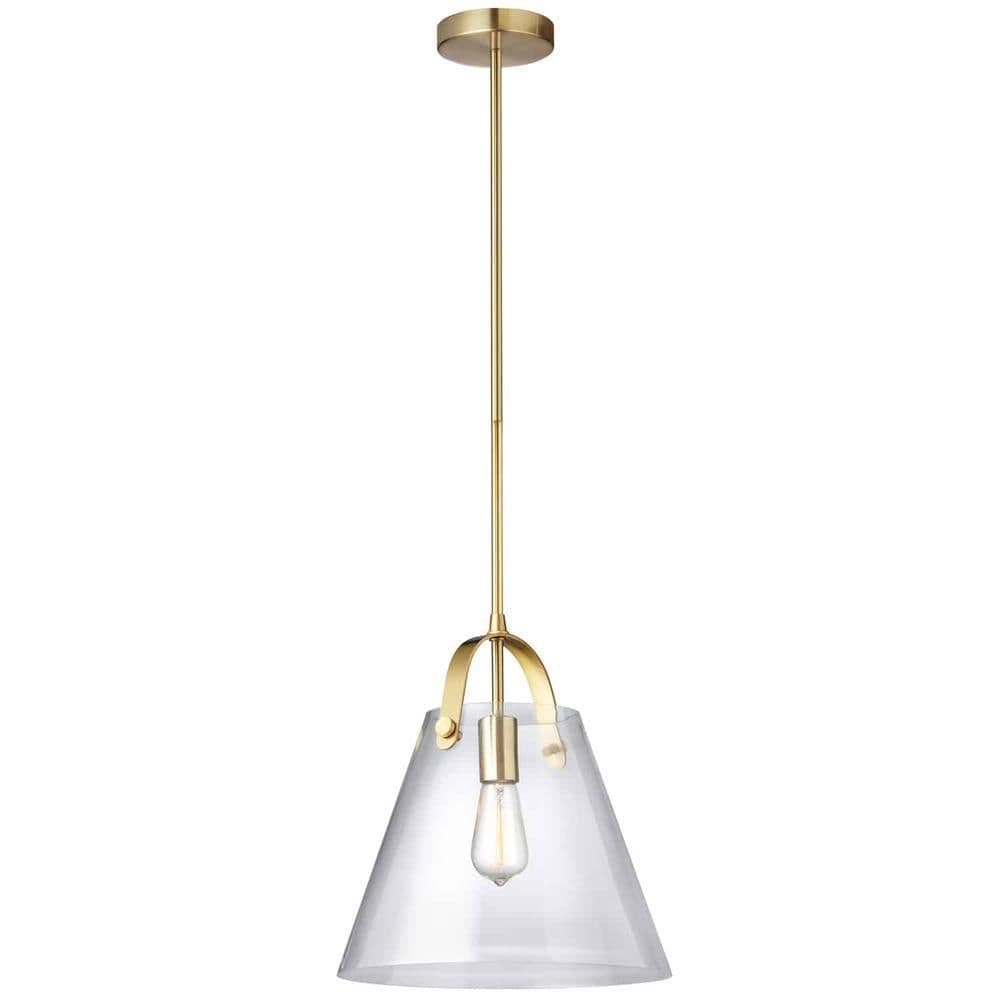 image-1LT Incandescent Pendant, Aged Brass,Clear Glass