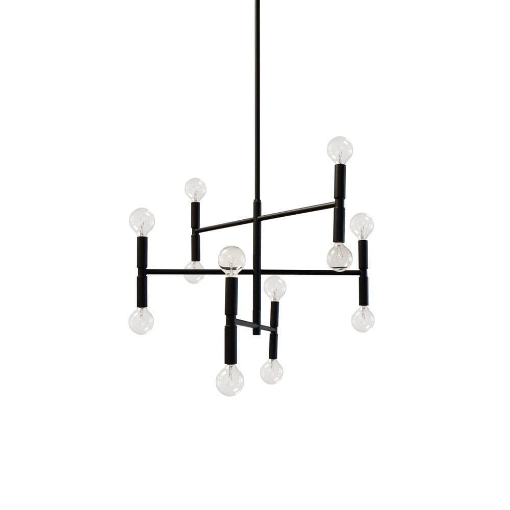image-12LT Incandescent Chandelier, Matte Black