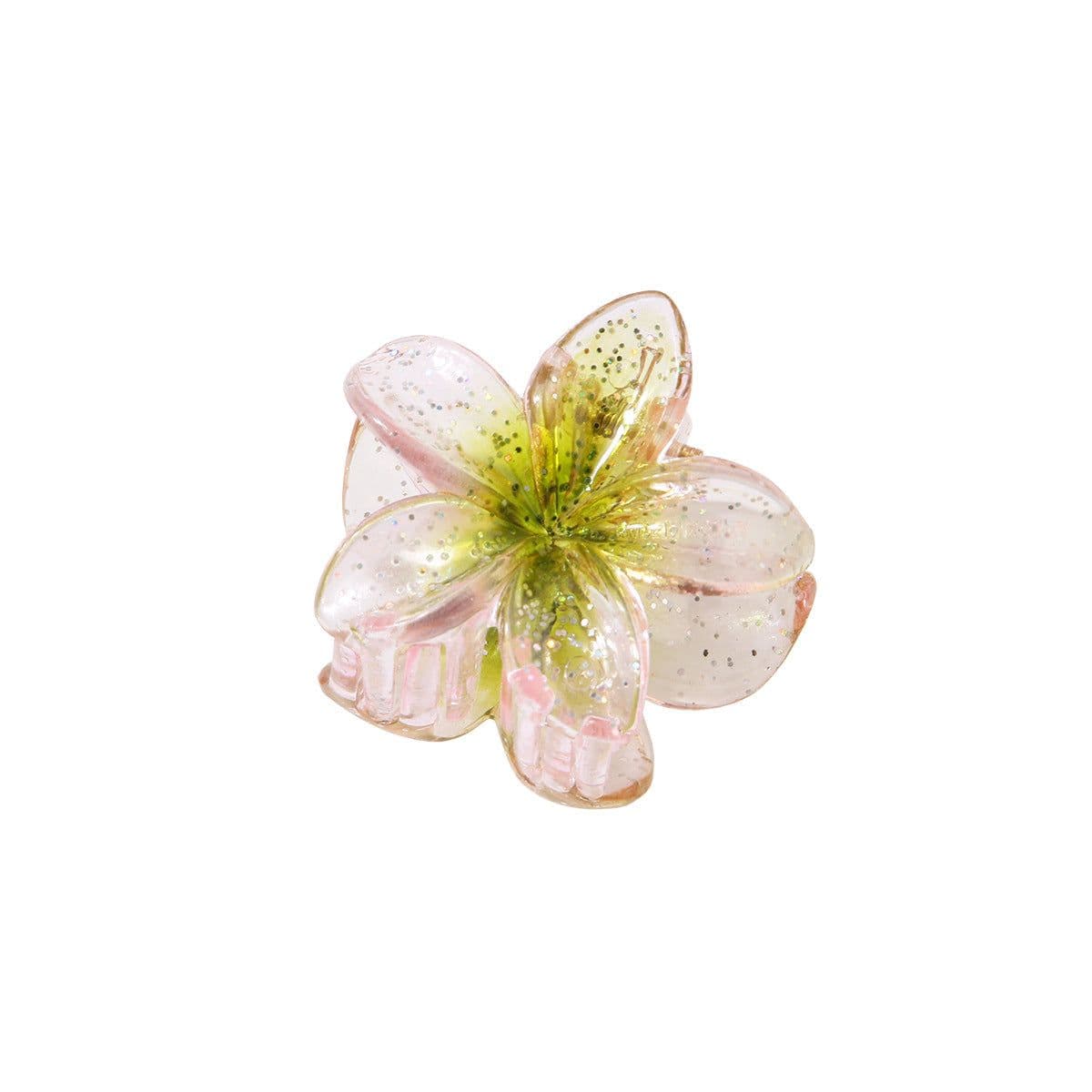 image-Cross-border Amazon's new 4CM transparent glitter hairpin small plumeria grabber female Korean style bangs side clip