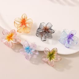 image-Cross-border Amazon's new 4CM transparent glitter hairpin small plumeria grabber female Korean style bangs side clip