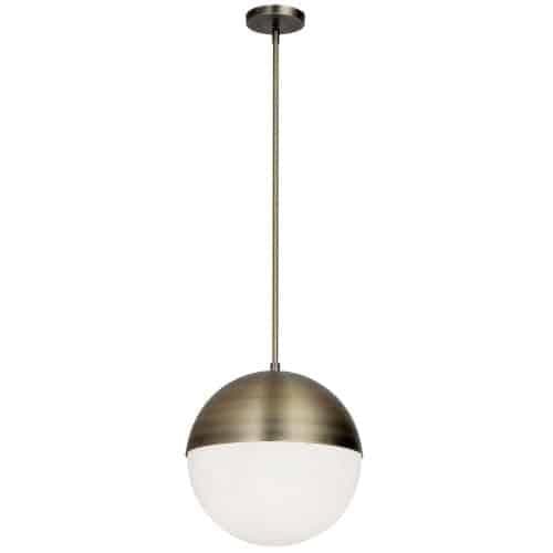 image-3LT Halogen Pendant, AB, WH Opal Glass