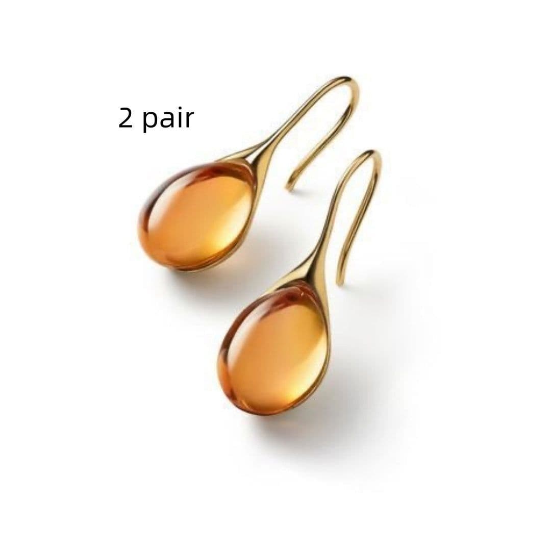image-Four Color Inlaid Opal Earrings European And American Ladies Fashion Earrings