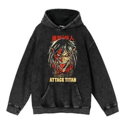 image-hoodie clothing cross-border new Attack on Titan anime peripheral printing trendy brand washed retro hooded sweatshirt for men