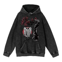 image-hoodie clothing cross-border new Attack on Titan anime peripheral printing trendy brand washed retro hooded sweatshirt for men