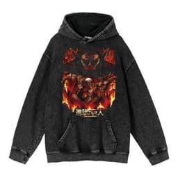 image-hoodie clothing cross-border new Attack on Titan anime peripheral printing trendy brand washed retro hooded sweatshirt for men