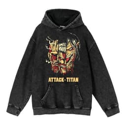 image-hoodie clothing cross-border new Attack on Titan anime peripheral printing trendy brand washed retro hooded sweatshirt for men