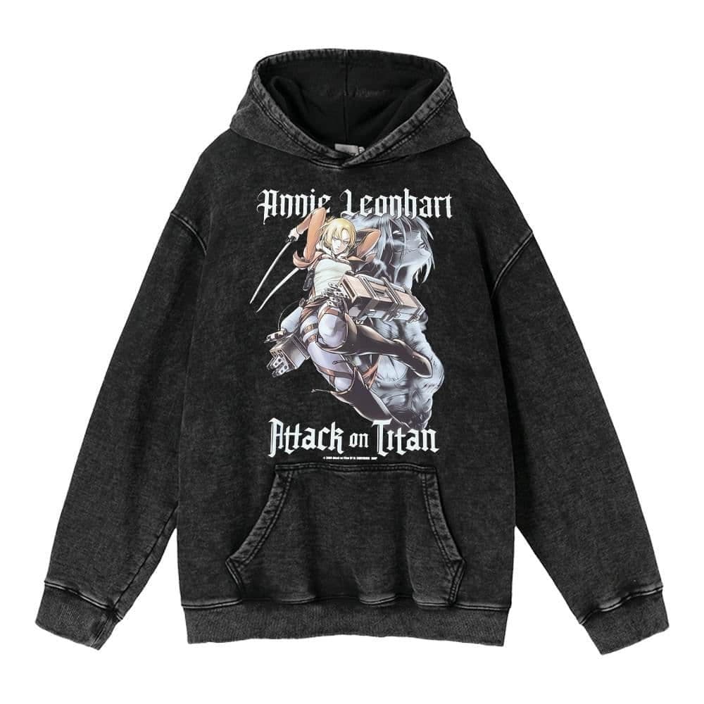 image-hoodie clothing cross-border new Attack on Titan anime peripheral printing trendy brand washed retro hooded sweatshirt for men